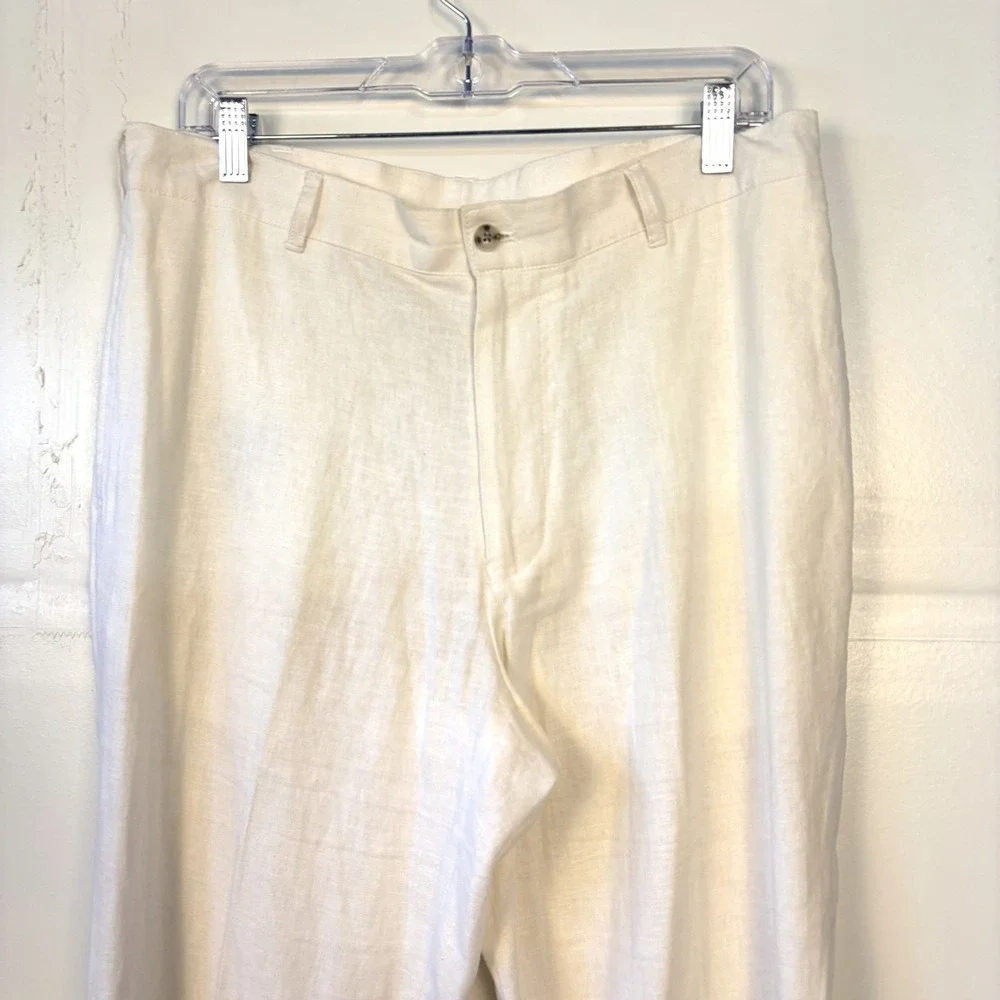 Alan Flasser Mens White Linen Blend Casual Resort Pants 34x32